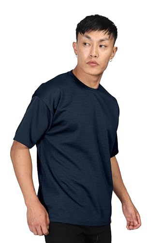 SHODOX® Men Oversized T Shirt Solid Dotted Design | Round Neck Loose Fit Drop Shoulder Casual Cotton T-Shirt for Men