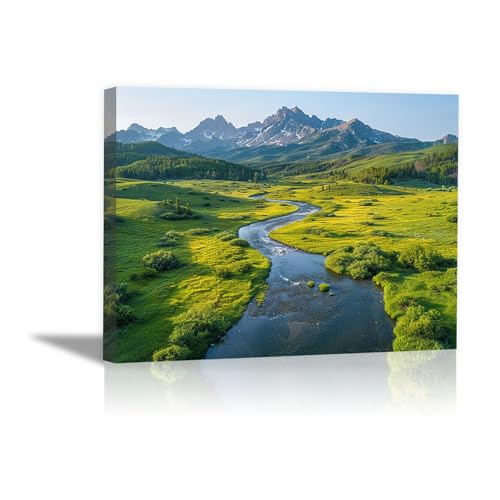 Tableau sur toile rivière et soleil DunPei cadre salon décoration murale nature