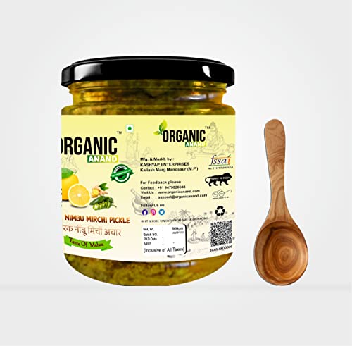 Image of Organic Anand Homemade Ginger Lemon Green Chilli Mix Pickles 500gram Khatta Mix Ghar ka Achaar, Flavourful, Delicious, Traditional Taste