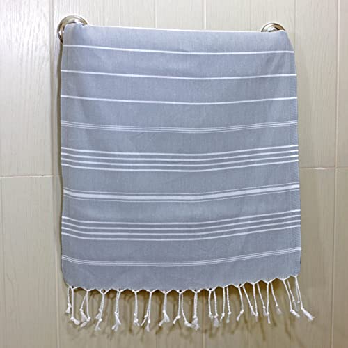Clotho Turkish Hand Towel For Bathroom Set Of 4 | Decorative Towels 4 Pack For Kitchen | Lightweight Travel Hand Towel For Hair Gym Yoga - 100% Cotton 18 X 40 Inches (Silver Gray) #TOP7