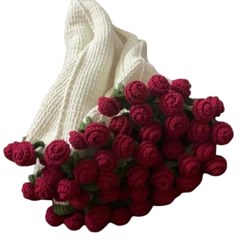 DIY Lily Valley Rose Bouquet Handmade Material Package, Crocheted Flower Blanket Gift, Romantic Crocheted Artwork