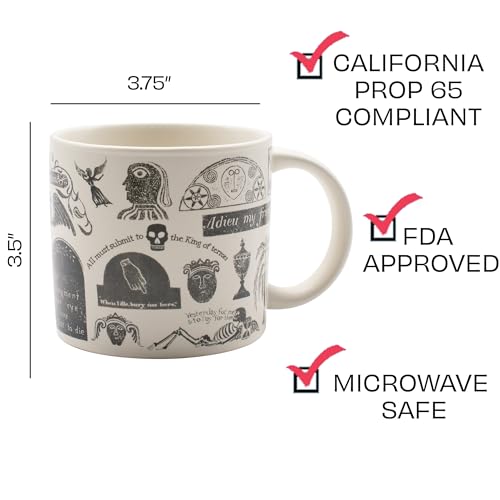 The Unemployed Philosophers Guild Memento Mori Coffee Mug - Features Classic Images Taken from Burial Monument Carvings, Comes in a Gift Box, 14 oz