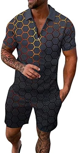 Ghdhue Men's Polo Shirt Shorts Set Summer Outfits Lightweight Casual Short Sleeve Polo Suit for Men 2 Piece Shorts Tracksuit Mens 2 Piece Short Set Outfits Mens Tracksuits Sets