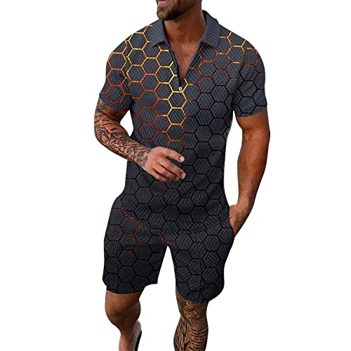 Ghdhue Men's Polo Shirt Shorts Set Summer Outfits Lightweight Casual Short Sleeve Polo Suit For Men 2 Piece Shorts Tracksuit Mens 2 Piece Short Set Outfits Mens Tracksuits Sets #TOP16