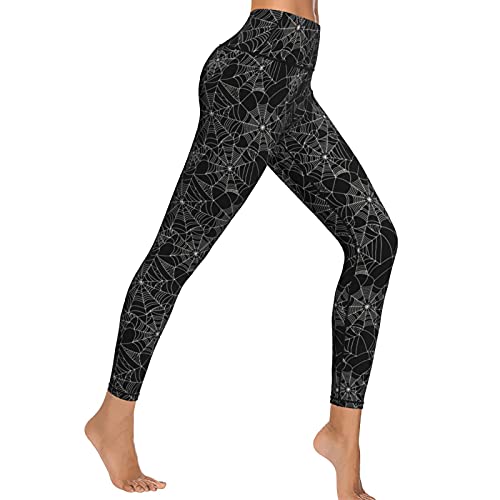 Women High Waisted Leggings Halloween Black Spiderweb Pattern Yoga Pants Tummy Control for Running Sports4