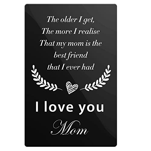 Carte gravée Mom I Love You pour portefeuille : un cadeau souvenir émouvant de la part de ses enfants