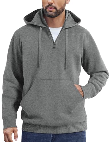 COOFANDY Mens Half Zip Hoodie Sweater Designer Casual Turtleneck