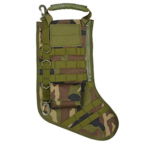 Geeylly Tactical Christmas Stocking, Tactical Christmas Xmas Stocking W/Handle, Perfect Mantel Decoration (Camouflage)