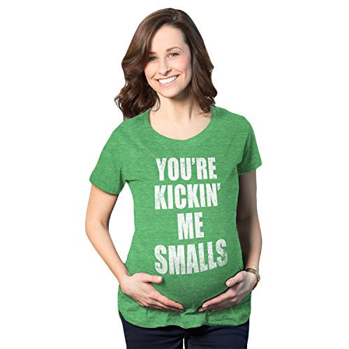 Maternity Kicking Me Smalls Funny T Shirt Pregnancy Announcement Novelty Tee Funny Graphic Pregnancy Tee Baseball Maternity Wear Cool Movie Short Sleeve Green M