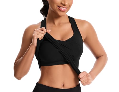 MathCat Women's Workout Tank Top with Built-in Bra, Slight V-Neck Racerback Sports Shirt, Breathable Athletic Camisole4