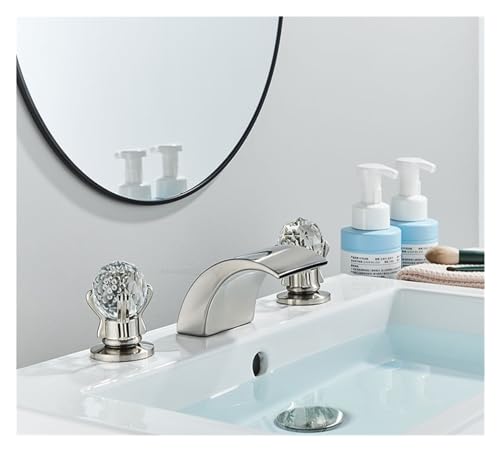 Robinet mitigeur à bec cascade large et double commande en cristal - 2