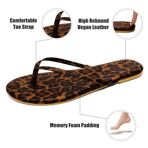 Image of INMINPIN Flat Flip Flops with Arch Support for Women - Memory Foam Flats Summer Sandals 2026 - Ultra Comfort Vegan Leather Thong Sandals Summer Beach Slide