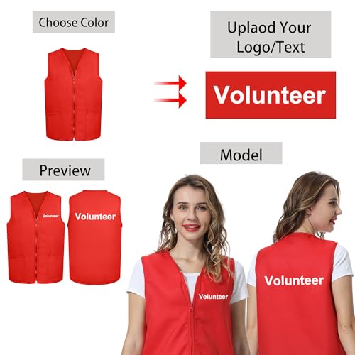 TopTie Custom Adult Volunteer Uniform Vest Polyester Zipper Supermarket Activity Vest3