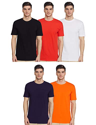 Joshua Tree Men’S Plain Regular Fit T-Shirt (Pack Of 5) (Wnbbro-15_Multicolour M)