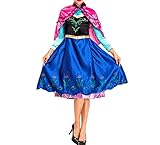 Ez4garden Anime Cosplay Costume Princess Anna Fancy Dress with Shawl for Adult,M