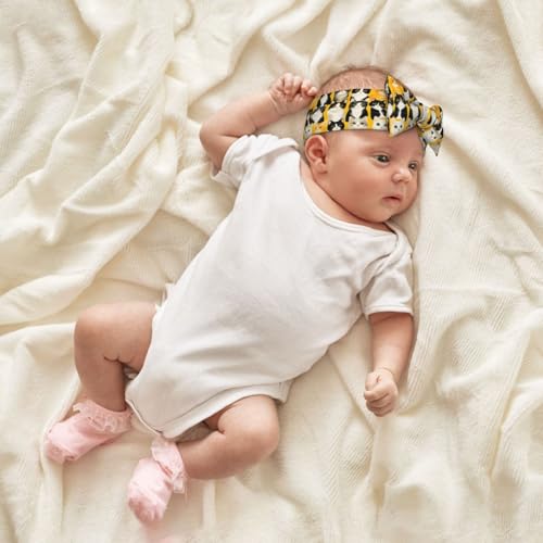 Cute Cats Yellow Print Baby Girl Bows And Headbands 6-12 Months For Baby Girls Newborn Infant Toddlers4