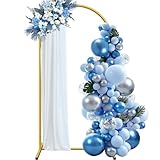 7.2 ft Arch Backdrop Stand, Metal Balloon Arch Stand, Stable Wedding Arched Frame with Square Base Ground Nails, Background Arches for Birthday Party Baby Shower Garland Decoration, Gold