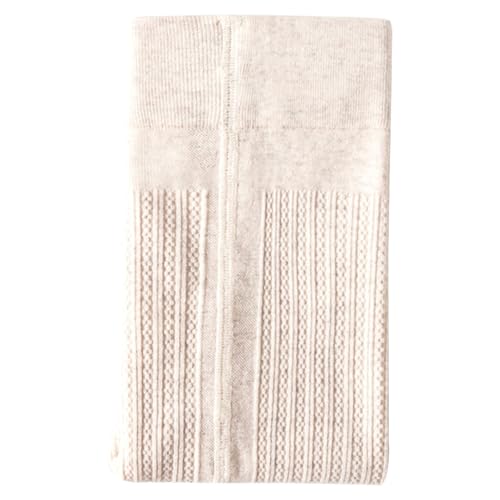 Cable Knit High Elastic Waist Twisted Striped Cotton Thick Tights - Warm Autumn Winter Tights for Women, Oatmeal White