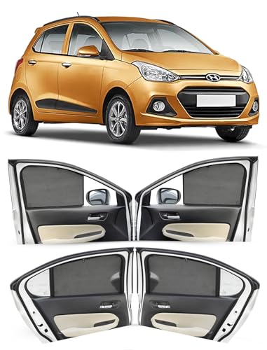 Image of Autofact Car Sunshades for Hyundai Grand I10 Old (2013 to 2019), UV Protection, Useful Car Accessories, Custom fit Sun Shades for Side Windows, Set of 4