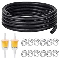 Furuising 3 Meter Benzinschlauch 8mm, Kraftstoffschlauch Kit, Ölschlauch Dieselschlauch Kraftstoffleitung mit 12 Stück Schlauchschellen und 2 Stück Benzinfilter für Rasenmäher, Auto, Motorrad, Roller