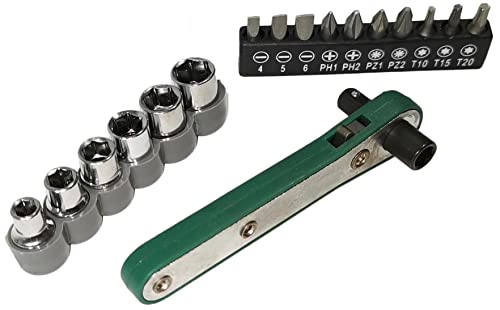 Red Loon Fahrradwerkzeug - Werkzeugset - Multifunktionswerkzeug Bike - Tool 17tlg - Mini Ratsche - Umschaltknarre - Bit Nuss Set - Fahrrad Multitool