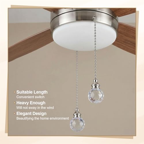 Image of Norme 6 Pcs Ceiling Fan Pull Chain Light Pull Chain Decor,White | Acrylic Ceiling Fan Ornaments with 11.8'' Extension Chains Silver, Decorative Replacement for Light