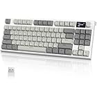 ATTACK SHARK K86 Teclado mecânico sem fio RGB para jogos, teclado com fio 2.4 GHz/BT5.0/USB-C, Layout 75% TKL com tela colorida TFT HD de 1.2'' e botão CNC, interruptor linear TTC Hot-Swap(Cinza)