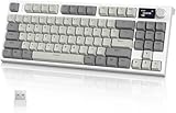 ATTACK SHARK K86 Teclado mecânico sem fio RGB para jogos, teclado com fio 2.4 GHz/BT5.0/USB-C, Layout 75% TKL com tela colorida TFT HD de 1.2'' e botão CNC, interruptor linear TTC Hot-Swap(Cinza)