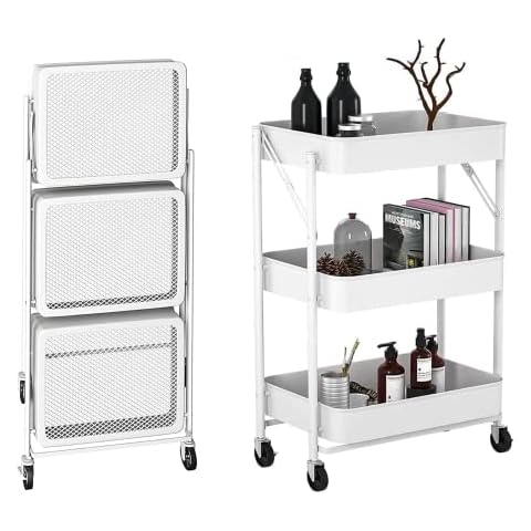 Carrito de Cocina Auxiliar Plegable con Ruedas y 3 Niveles de Almacenaje Cover