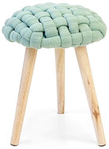 MiroyHe Tabouret rembourré en Tissu tricoté avec Pieds en Bois Massif Vert Menthe 46 x 36 cm Cover
