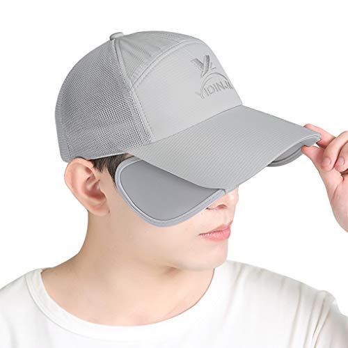 Image of Unisex Baseball Cap with Retractable Extended Brim UV Protection Mesh Sun Hat Summer Safari Fishing Camping Hat