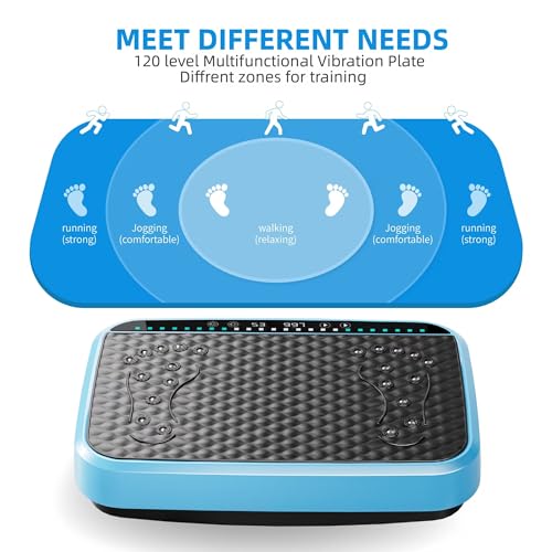 Image of Vibration Plate Machine with Resistance Bands and Remote Control 125 Speed Levels 450LB Capacity Whole Body Oscillating Platform for Home Use