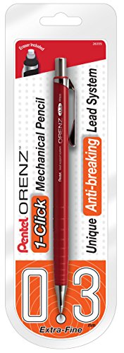 Pentel Orenz Mechanical Pencil 0.3Mm Extra Fine Line, Red Barrel, Pack of 1