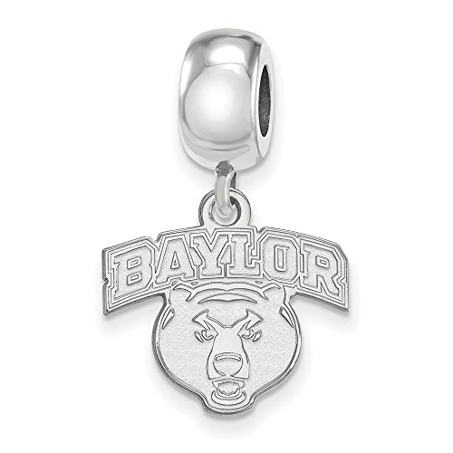 Sterling Silver Rh-plated LogoArt Baylor University Small Dangle Bead, Sterling Silver