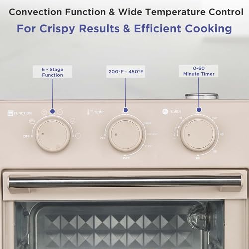 Image of Magnavox Home, 16.5 qt Air Fryer Oven, With Steam Infusion, Cream, Convection Countertop Oven, 6 Cooking Functions, 200-450F Temperature Control, Interior Light, Fry Basket & Baking Tray Included