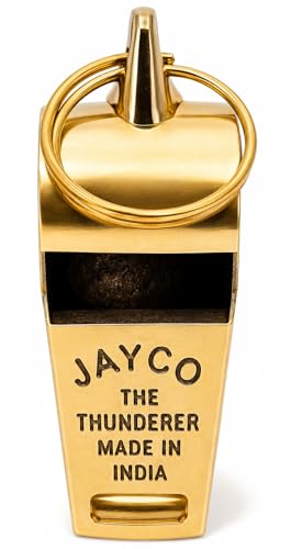 Image of Brass Professional Whistle, Loud Crisp Sound, Golden, for Coaches, Police and Hikers