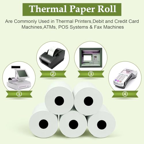 Image of GLUN POS Receipt Thermal Paper Rolls, Pack of 20 Rolls 79mm(3 inch) x 50 Meter Size, Smudge & Jam-Free Thermal Rolls for Cash Billings