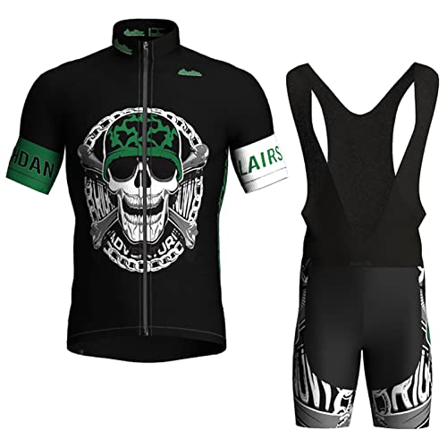 Ropa Ciclismo Hombre Maillot Ciclista Verano Conjunto Bicicleta Manga Corta,Camiseta Bike y Culotte Tirantes con 9D Acolchado De Gel,Completa Traje MTB Ciclo Jerseys y Bib Shorts Transpirable(15,L) Cover