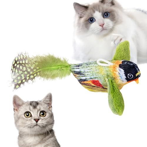 インタラクティブな猫のおもちゃ - 子猫の運動おもちゃ|屋内猫のための鳥の猫のおもちゃ|小さなペットの運動子猫のチャープバードトイリー|退屈な屋内猫のためのシミュレートされたきしむ魅力的な鳥のおもちゃかわいいティーザー
