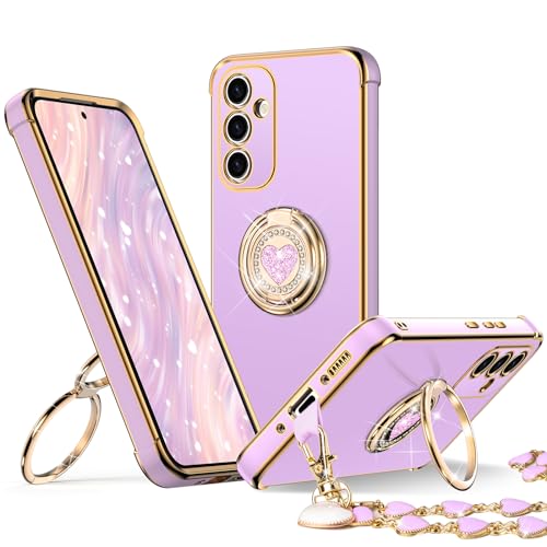 Image of XYZ for Galaxy S23 FE Case with Stand, Samsung S23 FE Case with Double Ring, Women Girls Bling Luxury Phone Case for Samsung Galaxy S23 FE, Purple