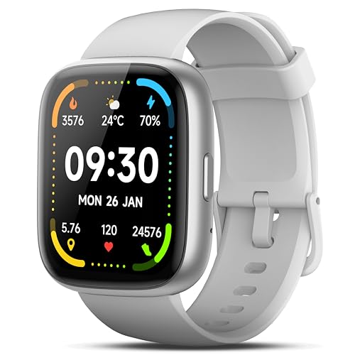 Smart Watch with Alexa Built-in, 1.83" Fitness Watch with Bluetooth Calling, Smartwatch with Heart Rate/Sleep Monitor/Stress, 110+ Sports Modes, IP68 Waterproof Activity Tracker for Android iOS, Gray