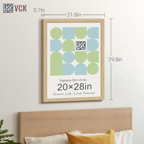 Image of VCK 20x28 Poster Frame Solid Wood Natural 3 Pack Picture Frames 20 x 28 Inches with Wall Mounting Hanging