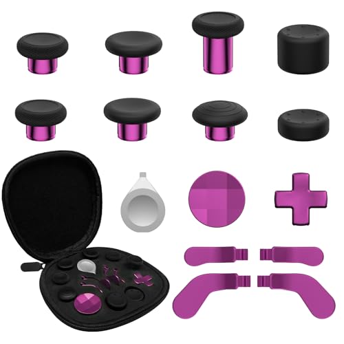 Image of CHARM FOCUS 16-in-1 Metal Thumbsticks Replacement Kits for Xbox Elite Series 2, X-box Elite 2 Controller Accessories, Includes Magnetic Joysticks, Paddles, Silicone Caps, D-Pads, 1 Tool (Magenta)