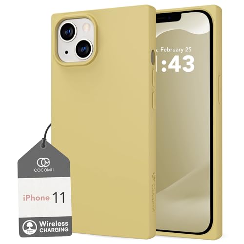 Coque carrée silicone iPhone 11 souple jaune et fine antichoc