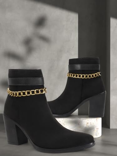 Image of Elle Women Stylish, Trendy, Comfortable Heeled Boot with extra cushion for Office, Party and Casual Use