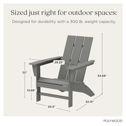 Image of POLYWOOD AD420GY Modern Adirondack Chair, Slate Grey