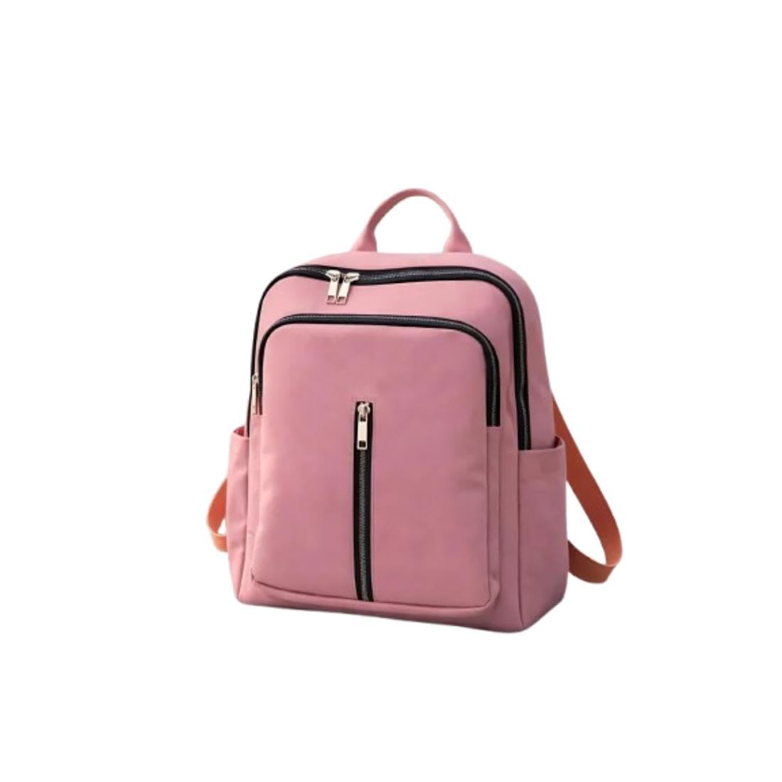 Women's Pure Leather Backpack Handcrafted Genuine Leather Stylish Girls College Bag Pink Travel Daypack with Multi-Zip Pockets-image-17