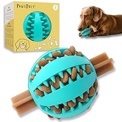 PawsOnly | Dog Treat Ball Dispenser | Interactive Toy for Boredom | Enrichment & Mental Stimulation | Safe Rubber Feeder | Puppy Challenging Activity (Small 6cm/2.35in, BLUE, 1 Pack)