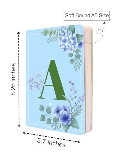 Image of AccuPrints Initial A Premium Soft Bound Notebook Diary |Size 21 x 14.5 cm| for Girls and Women (A5,192 Ruled Pages, 80 GSM) Personal Diary