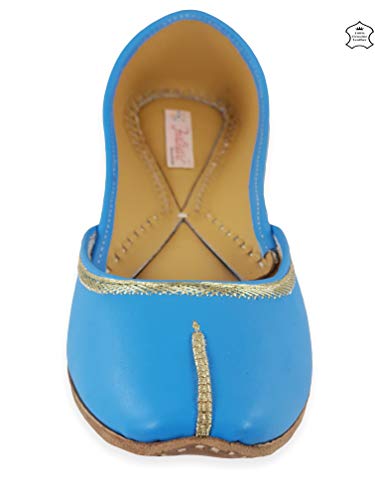 Image of Fulkari Women's Nappa Soft Genuine Leather Juttis | Bite and Pinch Free Jutis | Punjabi Jutti For Ladies | Casual Flat Stylish Mojari | Ethnic Flats For Girls |